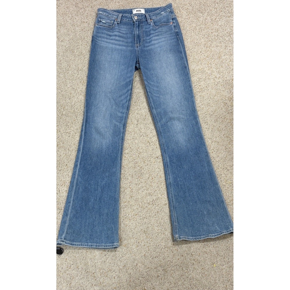 Paige Laurel Canyon Jeans Womens 27 Blue Flared Leg High Rise Denim 5-Pocket